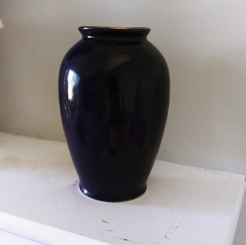 Cobalt blue floral vase silver company‎ Nagoya
